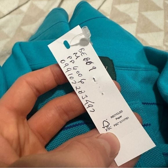 J crew Piqué polo shirt in stripe Turquoise Blue Wave Stripes - Picture 5 of 6